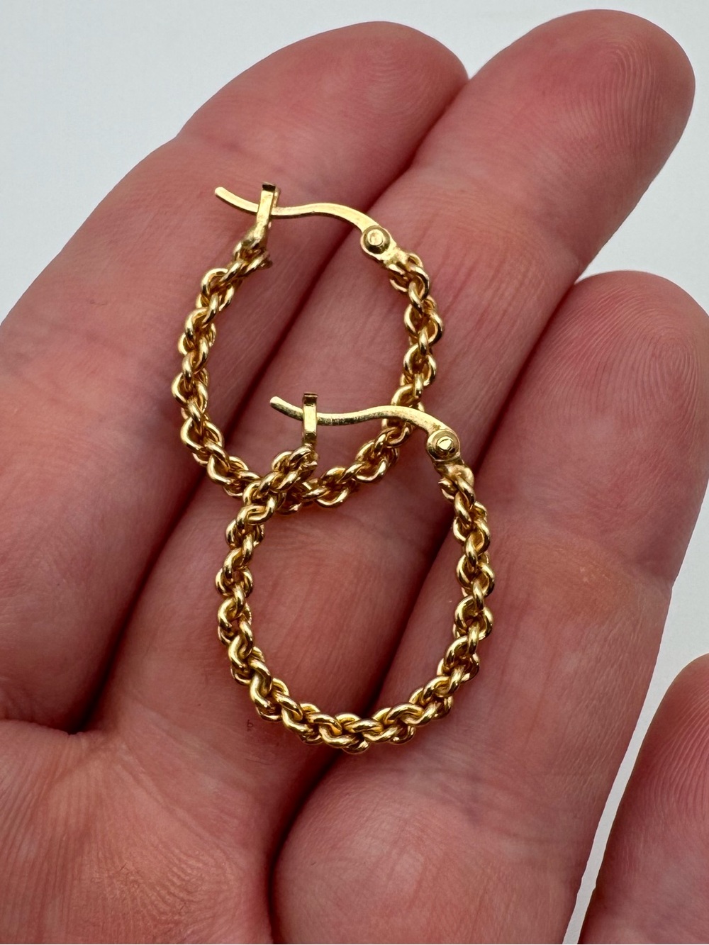 Sterling Silver 925 Gold Vermeil Chain Hoop Earrings